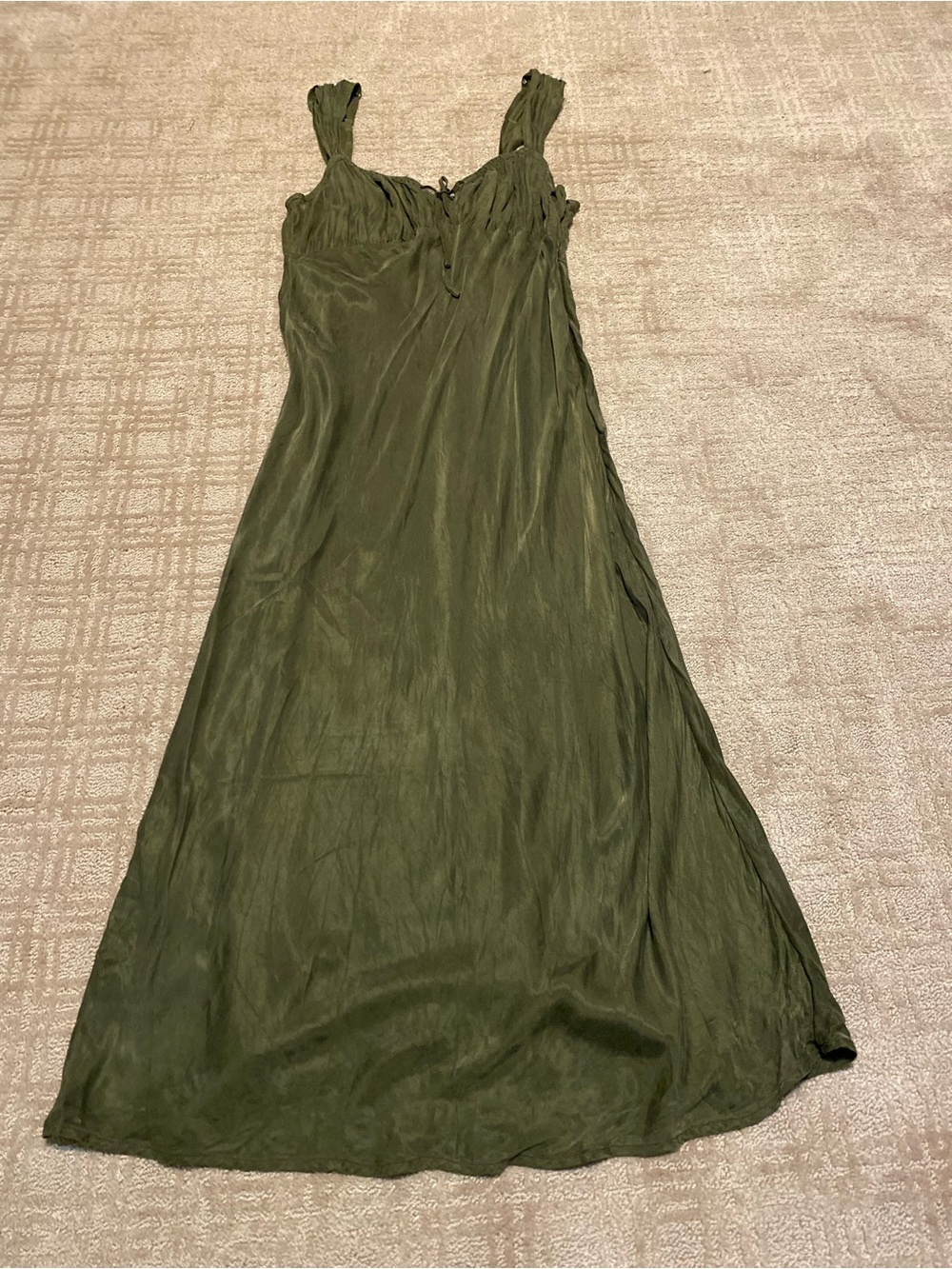 {Madewell} Petite Square-Neck Midi Dress | Expedition Green~ Size 12 - Picture 5 of 16